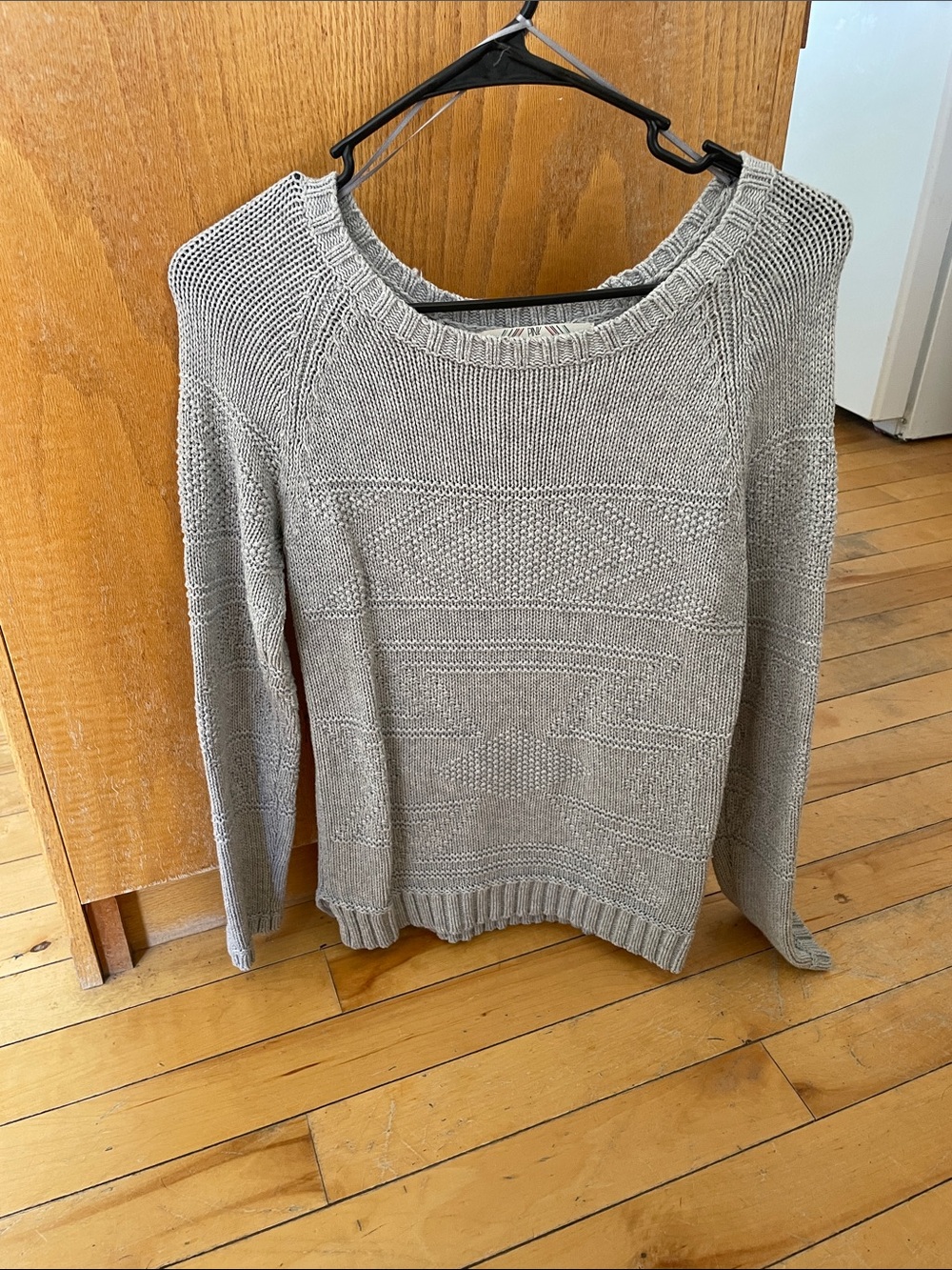 Pink Rose Women's Gray Textured Crewneck Sweater